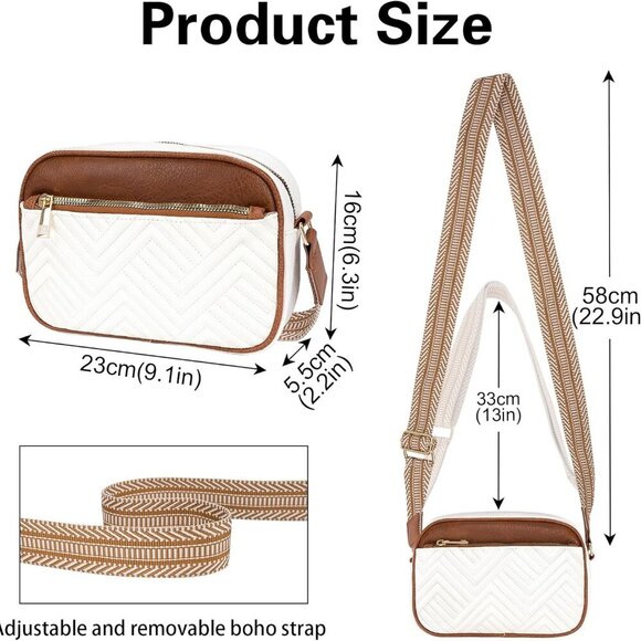 Crossbody Bags for Women, Quilted Shoulder Bag with Adjustable Wide Strap, Small - Picture 2 of 7